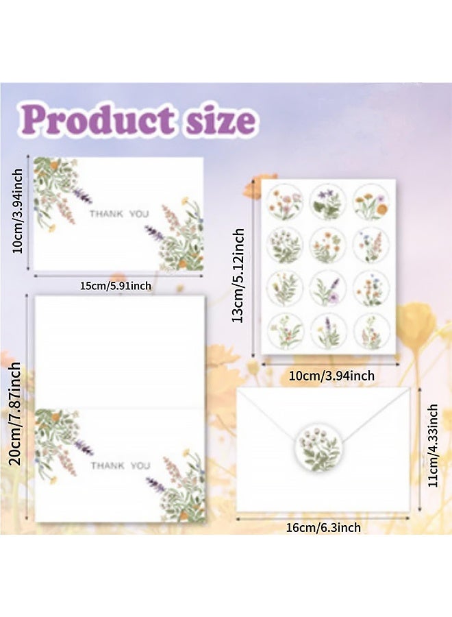 10 PCS Thank You Cards Set, Elegant Flower Design Assorted Greeting Cards with Envelopes & Stickers,  for Weddings Birthday Gratitude Expression - Image 2